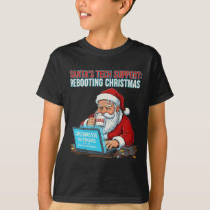 Santa's Tech Support Rebooting Christmas Funny T-Shirt