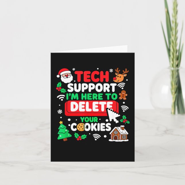 Santa's Tech Suprt Rebooting Christmas Computer Me Card (Front)