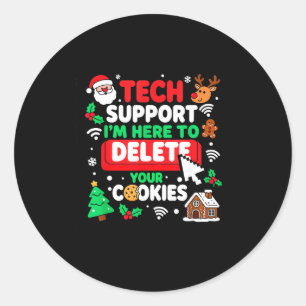 Santa's Tech Suprt Rebooting Christmas Computer Me Classic Round Sticker