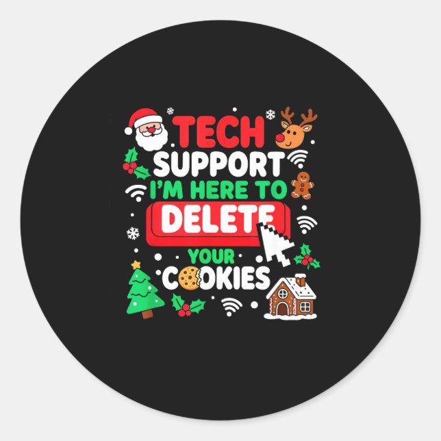 Santa's Tech Suprt Rebooting Christmas Computer Me Classic Round Sticker (Front)