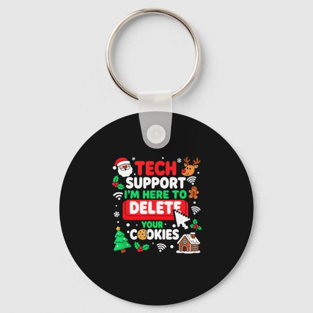 Santa's Tech Suprt Rebooting Christmas Computer Me Key Ring (Front)