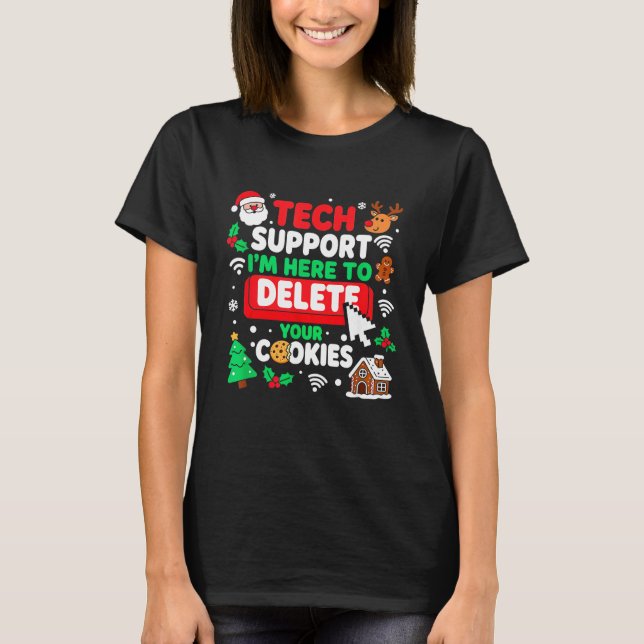 Santa's Tech Suprt Rebooting Christmas Computer Me T-Shirt (Front)