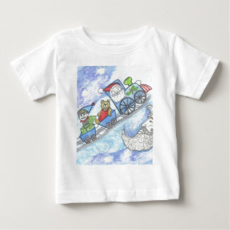 Santa's Teddy Bear, Christmas Train, kids clothing Baby T-Shirt