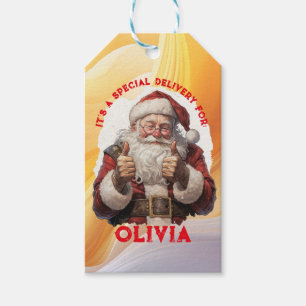 Santa's Thumbs-Up Personalized Gift Tag