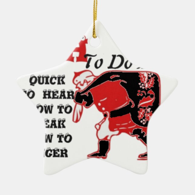 Santa's To-Do List Collection. Ceramic Tree Decoration (Front)