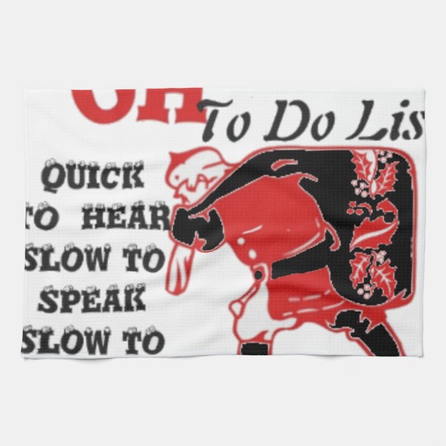 Santa's To-Do List Collection. Tea Towel (Horizontal)