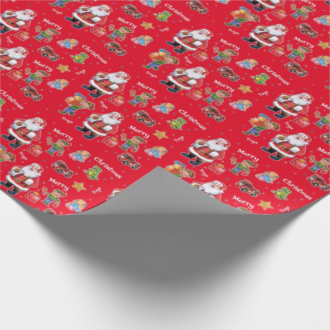 Santa's toys and elves wrapping paper green (Corner)