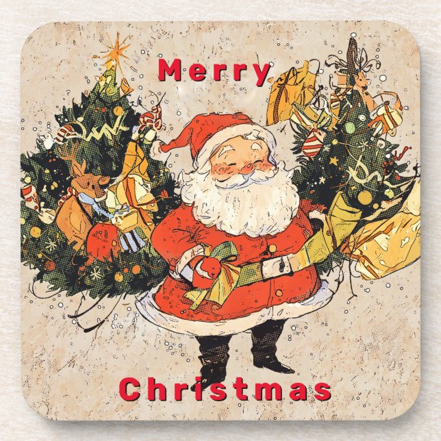 Santa's Trees - Christmas  Coaster (Front)