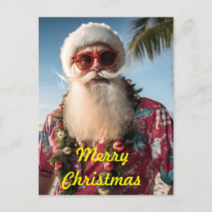 Santa's Tropical Christmas Holiday Postcard