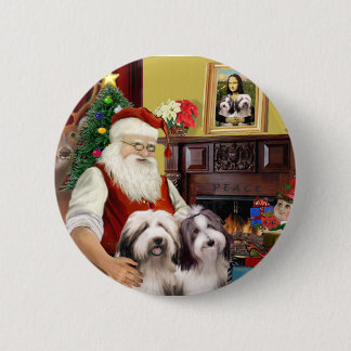 Santa's Two Bearded Collies 6 Cm Round Badge