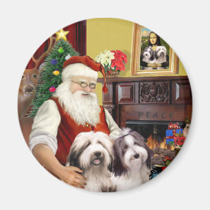 Santa's Two Bearded Collies Magnet