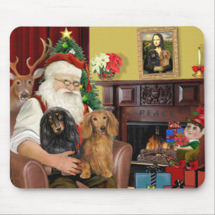 Santa's Two Long Haired Dachshunds Mouse Mat