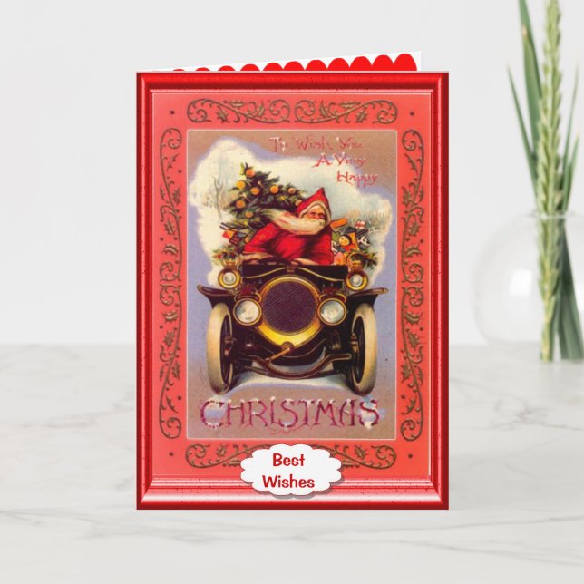 Santa's veteran car holiday card (Front)
