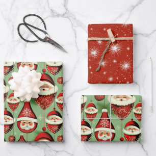 Santa's Vintage Ornament Delight Wrapping Paper Sheet