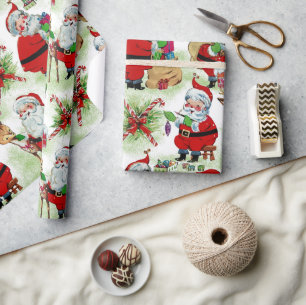 Santa's Vintage Workshop Wrapping Paper
