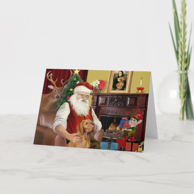 Santa's Vizsla Holiday Card (Front)
