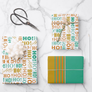 Santa's Warm HO! HO! HO! Christmas Greetings Wrapping Paper Sheet