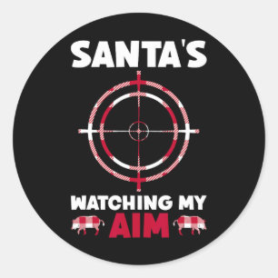 Santa's Watching My Aim - Boar Hog Hunting 2 Classic Round Sticker