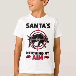 Santa's Watching My Aim - Boar Hog Hunting  T-Shirt