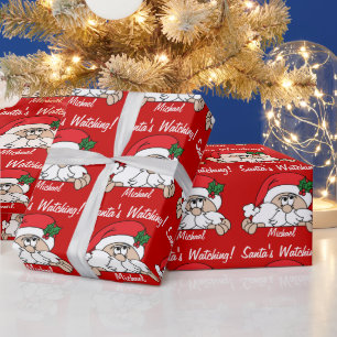 Santa's Watching You   Christmas Wrapping Paper