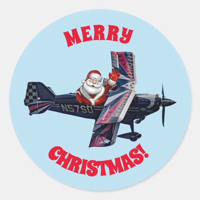 Santa's Wave  Classic Round Sticker (Front)