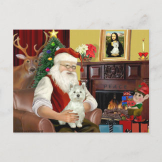 Santa's West Highland Terrier 8 - Santa Holiday Postcard