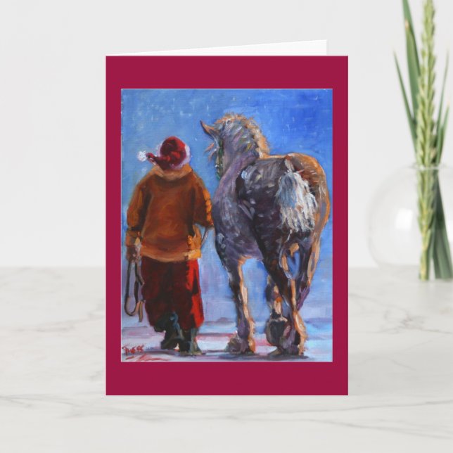 Santa's Wheeler with red border Holiday Card (Front)