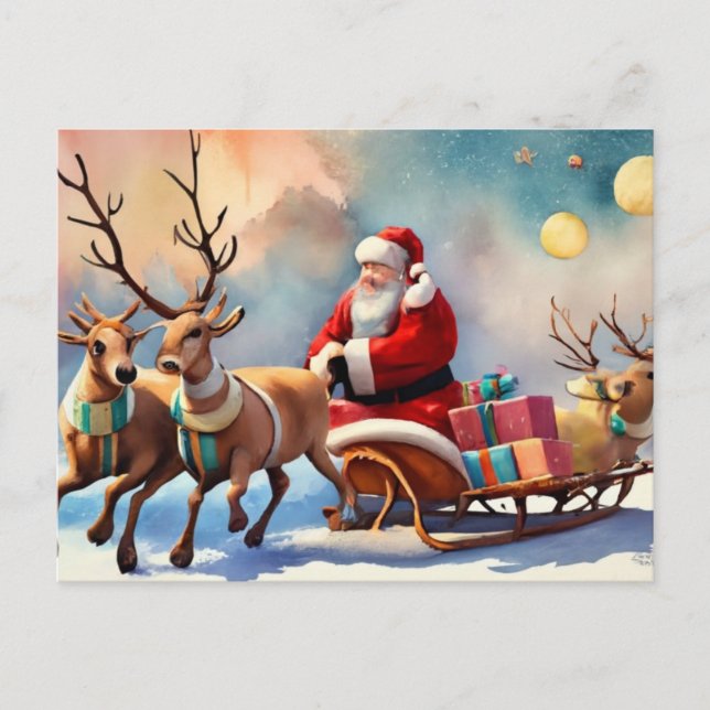 Santa's Whimsical Wish: Personalise the Dream Holiday Postcard (Front)