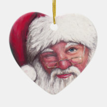 Santa's Wink art Ornament