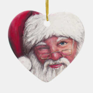 Santa's Wink art Ornament