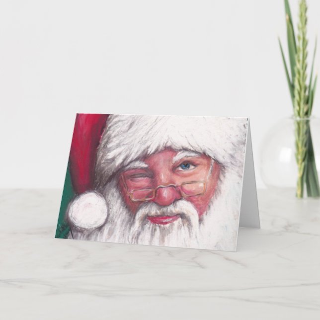 Santa's Wink Christmas Greeting Card (Front)