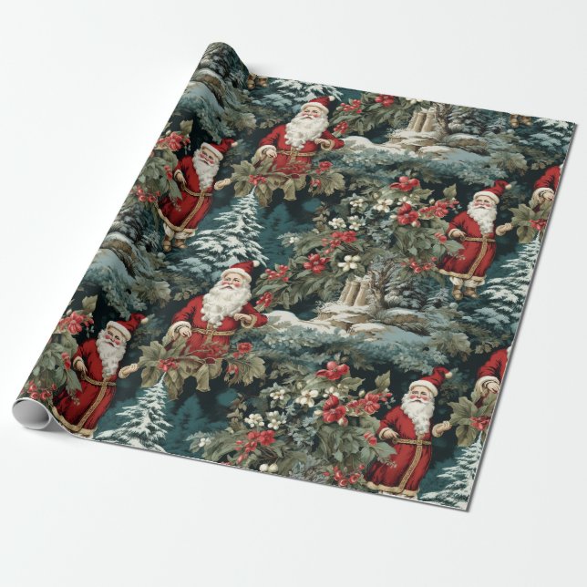 Santa's Winter Garden III Wrapping Paper (Unrolled)
