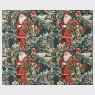 Santa's Winter Garden Wrapping Paper