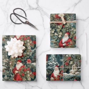 Santa's Winter Garden Wrapping Paper Sheet