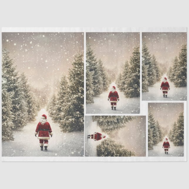 Santa's Winter Stroll Tissue Paper (Front)