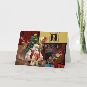 Santa's Wire Fox Terrier (#3) Holiday Card