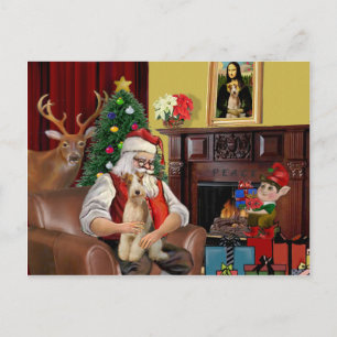 Santa's Wire Fox Terrier (#3) Holiday Postcard