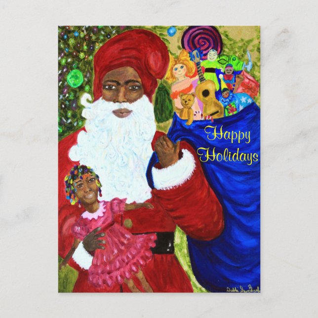Santa's Wish Postcards - Black Santa Claus Gifts (Front)