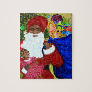 Santa's Wish Puzzle w Collectible Box -Black Santa