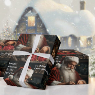 Santa's Workshop Add Child's Name Ai Wrapping Paper