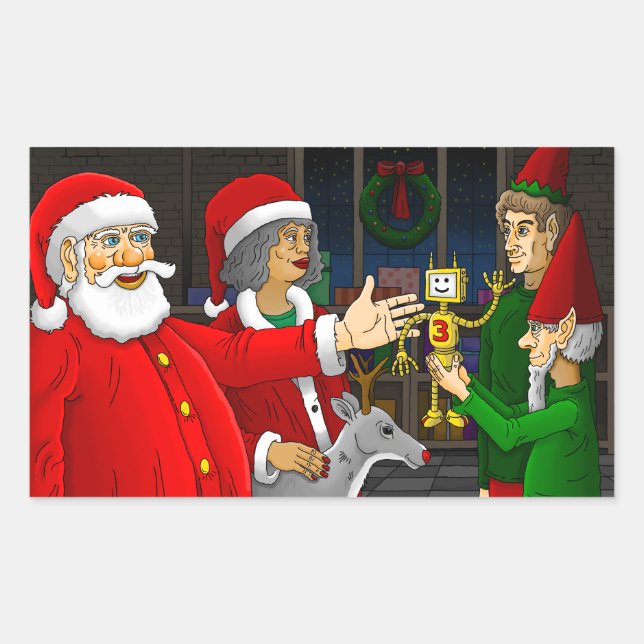 Santa's workshop at the North Pole Rectangular Sticker (Front)