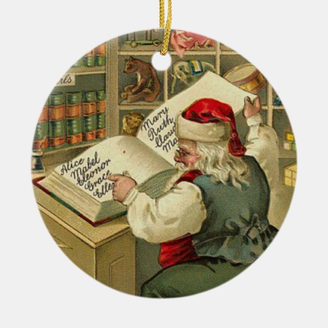 Santa's workshop ceramic tree decoration (Front)