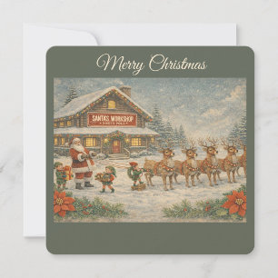Santa's Workshop Christmas Card 