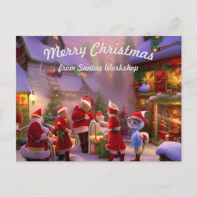 Santas Workshop Christmas Post Card (Front)