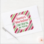 Santa's Workshop Confidential Christmas Stickers<br><div class="desc">Christmas candy stripes decorate these cute Santa's Workshop stickers. Use these fun stickers for Christmas,  gifts,  baking,  crafts,  kids,  children,  presents,  gift wrapping,  etc... .The design is from original art.</div>