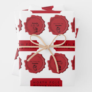 Santa's Workshop Custom Name Christmas Stamp Wrapping Paper Sheet