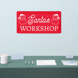 Santa's Workshop custom red banner