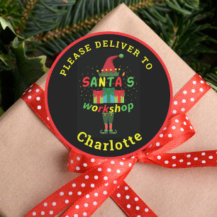 Santa's Workshop Delivery Personalised Holiday Classic Round Sticker