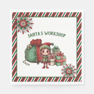 Santa's Workshop Elf Christmas Holiday Party Napkin
