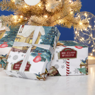 Santa's Workshop Festive North Pole Christmas Wrapping Paper